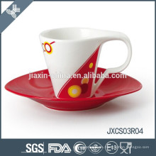 Taza y plato de café ovalado de porcelana Cappuccino, nuevo juego de taza de diseño, juego de taza pequeño